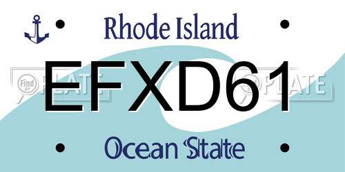 EFXD61 Rhode Island License Plate