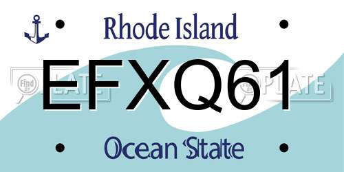 EFXQ61 Rhode Island License Plate