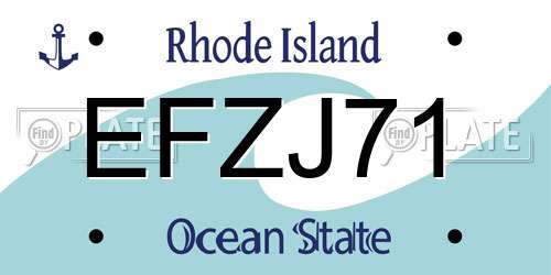 EFZJ71 Rhode Island License Plate