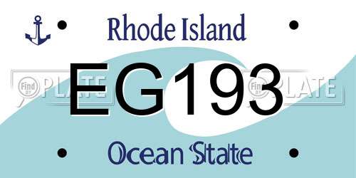 EG193 Rhode Island License Plate