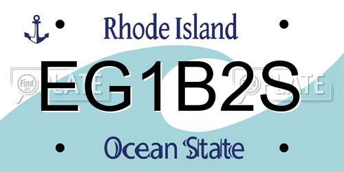 EG1B2S Rhode Island License Plate