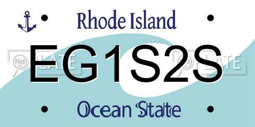 EG1S2S Rhode Island License Plate