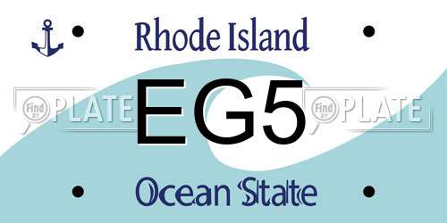 EG5 Rhode Island License Plate