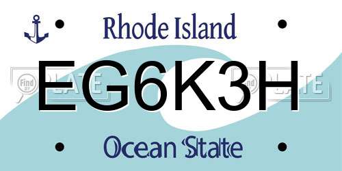 EG6K3H Rhode Island License Plate