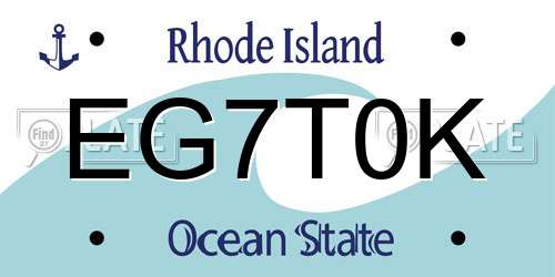 EG7T0K Rhode Island License Plate