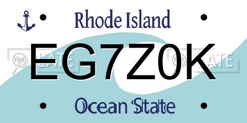 EG7Z0K Rhode Island License Plate