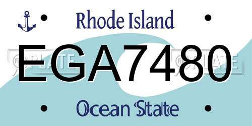 EGA7480 Rhode Island License Plate