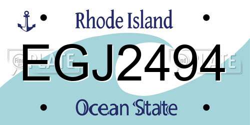 EGJ2494 Rhode Island License Plate