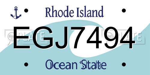 EGJ7494 Rhode Island License Plate
