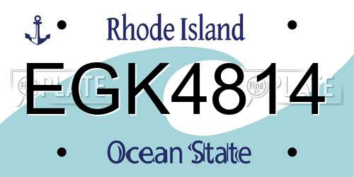 EGK4814 Rhode Island License Plate