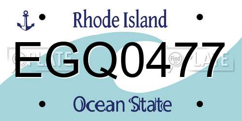 EGQ0477 Rhode Island License Plate