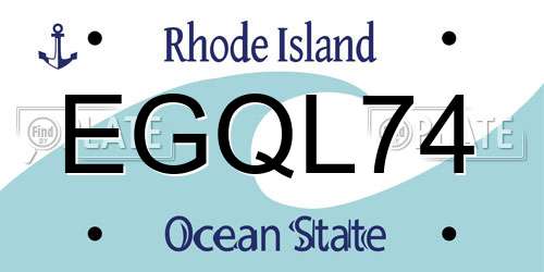 EGQL74 Rhode Island License Plate