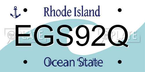 EGS92Q Rhode Island License Plate