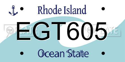 EGT605 Rhode Island License Plate