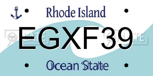 EGXF39 Rhode Island License Plate