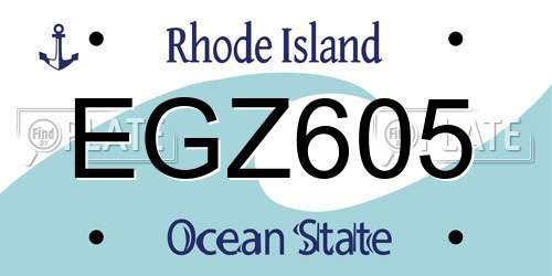 EGZ605 Rhode Island License Plate