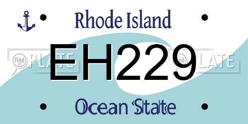 EH229 Rhode Island License Plate