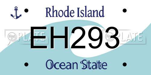 EH293 Rhode Island License Plate