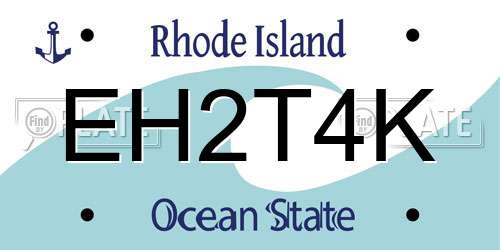 EH2T4K Rhode Island License Plate