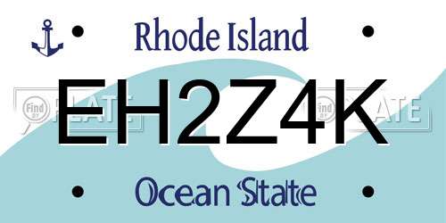 EH2Z4K Rhode Island License Plate