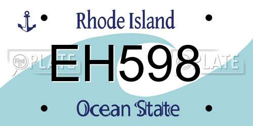 EH598 Rhode Island License Plate