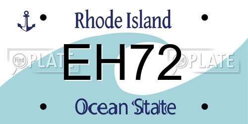 EH72 Rhode Island License Plate