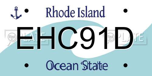 EHC91D Rhode Island License Plate