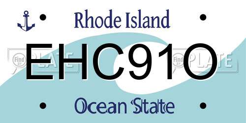 EHC91O Rhode Island License Plate