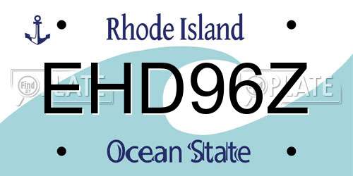 EHD96Z Rhode Island License Plate