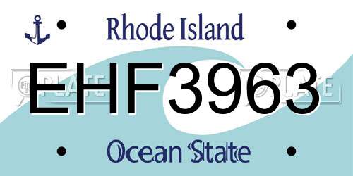 EHF3963 Rhode Island License Plate