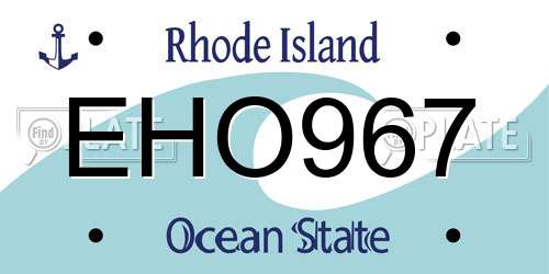EHO967 Rhode Island License Plate