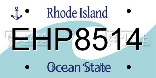 EHP8514 Rhode Island License Plate