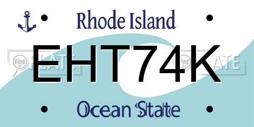EHT74K Rhode Island License Plate