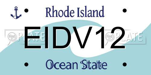 EIDV12 Rhode Island License Plate