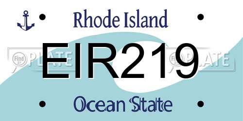 EIR219 Rhode Island License Plate