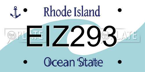 EIZ293 Rhode Island License Plate