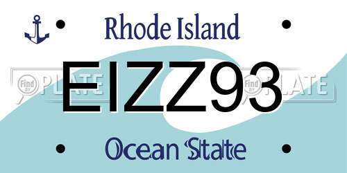 EIZZ93 Rhode Island License Plate