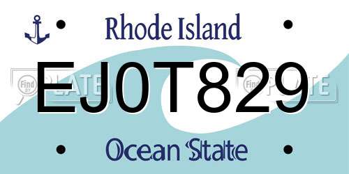 EJ0T829 Rhode Island License Plate