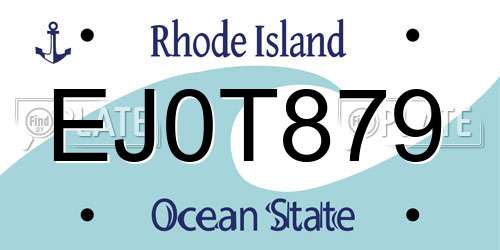 EJ0T879 Rhode Island License Plate