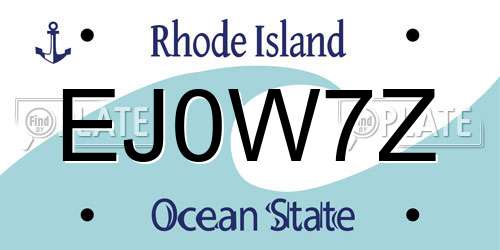 EJ0W7Z Rhode Island License Plate