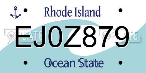 EJ0Z879 Rhode Island License Plate