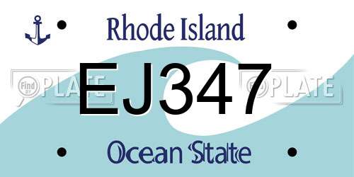 EJ347 Rhode Island License Plate