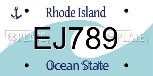 EJ789 Rhode Island License Plate