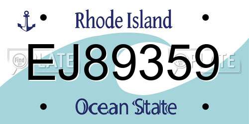EJ89359 Rhode Island License Plate
