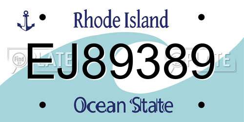 EJ89389 Rhode Island License Plate