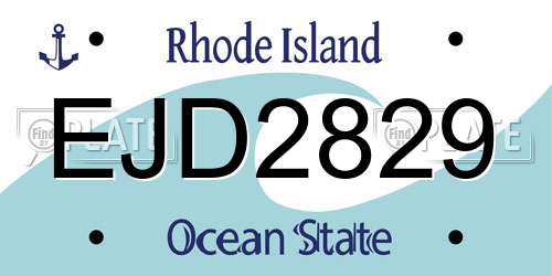 EJD2829 Rhode Island License Plate