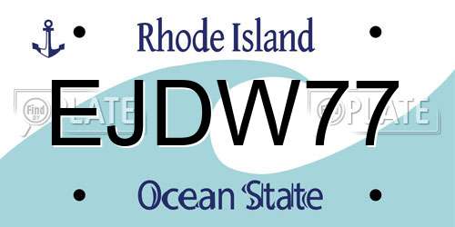 EJDW77 Rhode Island License Plate
