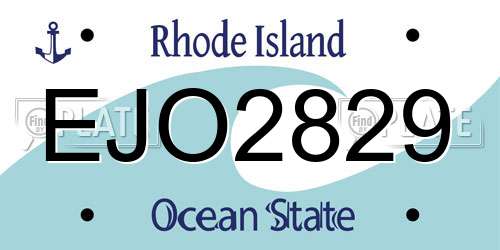 EJO2829 Rhode Island License Plate