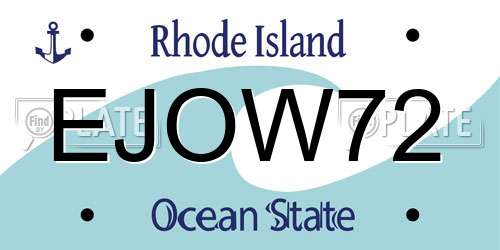 EJOW72 Rhode Island License Plate