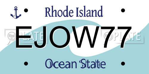 EJOW77 Rhode Island License Plate